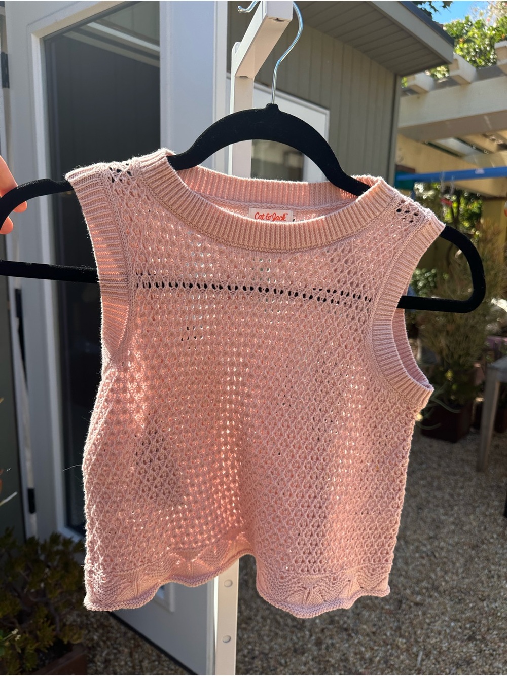 Cat & Jack Light Pink Knit Openwork Tank Top